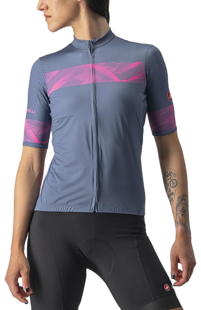 CASTELLI 4522061-062 FENICE JERSEY Sweatshirt Women's Light Steel Blue/Pink Fluo XS