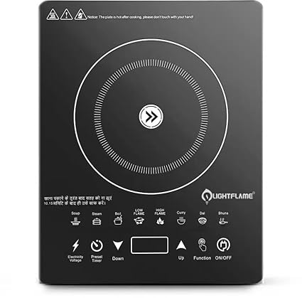 LIGHTFLAME Alaski 2000 W Touch Panel with Preset Multi-Cooking Functions Induction Cooktop | 1 Year Warranty | Black