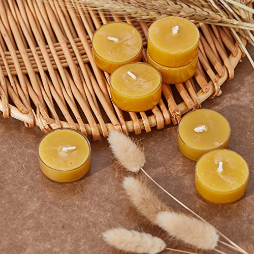 Olorvela Beeswax Candles 12Pack Tealight Candles Handmade Of Pure Beeswax, 4 Hour Burn Time, Clear Cup Beeswax Tea Lights #TOP5