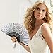 Maxchange Handheld Folding Fans Silk for Women Kids(2 Pcs)- Chinese Japanese Vintage Style with Bamboo Frame and Elegant Tassel for Dancing Party Wedding Decoration Gifts