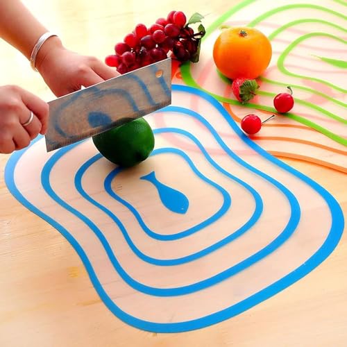 Image of 9UP Vegetable & Fruit Cutting Board | Flexible Chopping Board | Food Cutting Plastic Chopping Board | Non-Slip Frosted Kitchen Cutting Board Mats (Pack of 2)