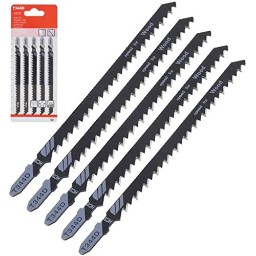 Metal Cutting Jig Blades, 5pcs 6T Jigsaw Blade Cutting Tool Fast Straight Cutting Wood Sheet Panels Extra Long T344D TOP 152mm Woodworking Tool