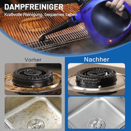 KLONA Handdampfreiniger, Dampfreiniger für Zuhause, Mehrzweck-Dampfreiniger mit 10 Zubehörteilen für Teppiche, Vorhänge, Sofas, Küche, Badezimmer und mehr.