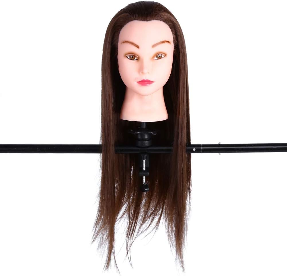 24'' Mannequin Head, Hair Styling Training Head Manikin Cosmetology Mannequin Head Salon Hair Hairdressing Training Heads Face Makeup Practice with Adjustable Clamp Holder