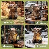 Ayadon Solar Highland Cow Garden Outdoor Statue,Cow Figurines Sculpture with LED Light,Farmhouse Decor,Patio Balcony Yard for Pasture & Farm Theme Mother's Day Housewarming Gift for Women Mom Grandma