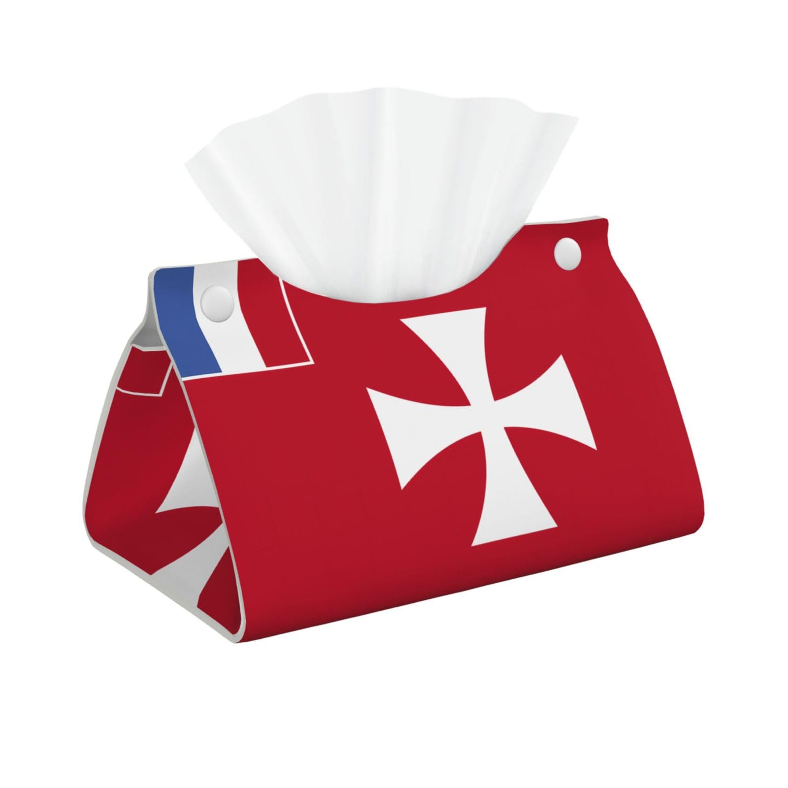 Flag of Wallis and Futuna Islands Rectangular Leather Tissue Box Cover, Folding Facial Tissue Holder Dispenser for Car