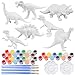 ZoneYan Dinosaurier Malset für Kinder, 3D Dinosaurier Spielzeug Malsets, Tierfiguren zum Bemalen, Malen Sie Ihr Eigenes Dino, für Jungen und Mädchen (7 Dinosaurier)