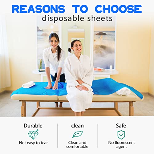 Xiaozhifu 100Pcs Disposable Massage Table Sheets, Waterproof Massage Table Cover Non-Woven Fabric For Massage Table, Spa Wax Tattoo Salon Hotels, Non Woven Fabric 31'' X 71''(Blue) #TOP3