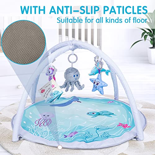 Baby Gym And Infant Play Mat, Sensory And Motor Skill Development Language Discovery Activity Gym, Non Slip Washable Playmats For Babies To Toddlers (Ocean Theme) #TOP5