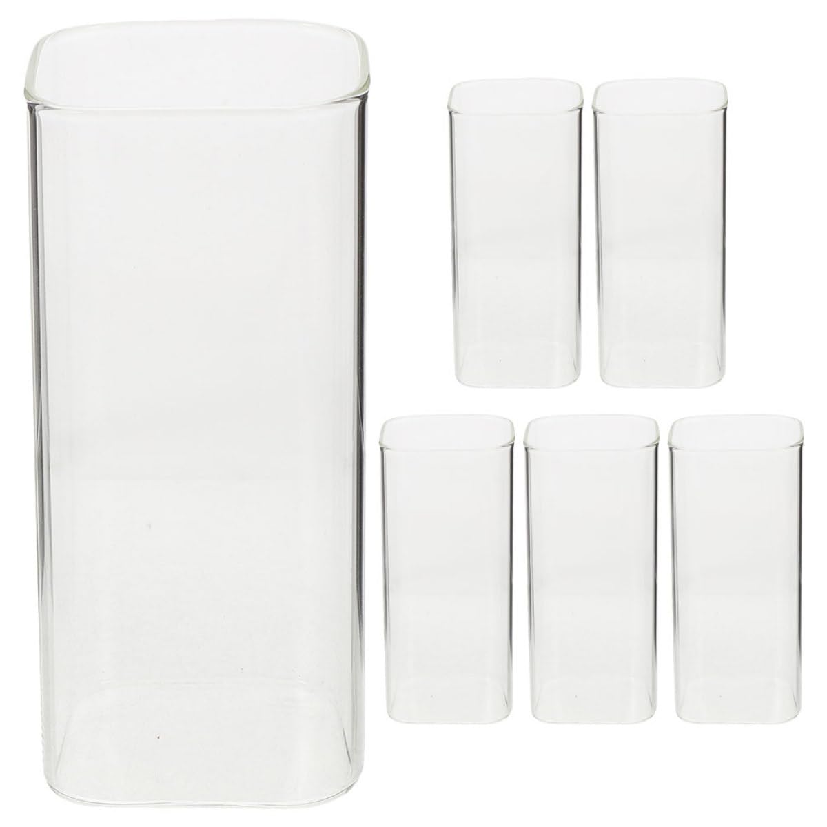 jojofuny Set 6 Bicchieri di Vetro Quadrati 250ml, Bicchieri da Cocktail e Tazze per Bevande Fredde, Resistenti in Vetro Borosilicato per Casa, Bar e Ristoranti