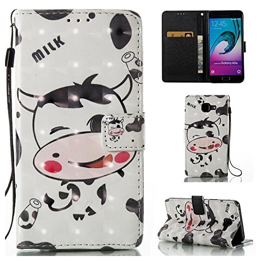 Ooboom® Samsung Galaxy A5 2016 skal 3D flip PU läder skyddsskal Stand mobiltelefon väska plånbok Case Cover för Samsung Galaxy A5 2016 – Milk