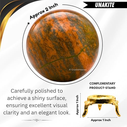 Image of Certified Unakite Crystal Ball for Meditation - Premium Crystal Vastu Items for Home and Feng Shui Items for Good Luck - Ideal for Pooja Supplies and Spiritual Practices (2 inch Inch)