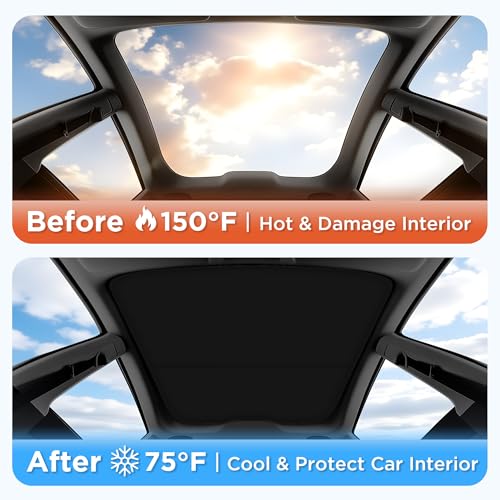 Image of 2026 Upgraded for Tesla New Model Y Juniper 2025 2026 Sunshade Roof [No Sag,Ice-Crystal Cooling Coatings] Heat Insulation Glass Roof Sun Shade for Tesla Model Y Accessories 2025 2026 Black