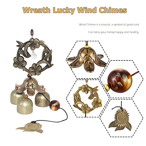 Hooshing Wreath Wind Chimes Metal Garden Bells Hummingbird Windchimes For Lucky Outdoor Garden Patio Hanging Decor Gift For Mother #TOP1