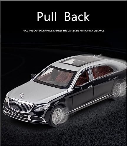 Image of DEOXY 1:24 Scale Mercdes Maybech Top Diecast Car Model, Alloy Pull Back Toy Car with Sound and Light Toy for Boys and Girls Kids (Multicolor)