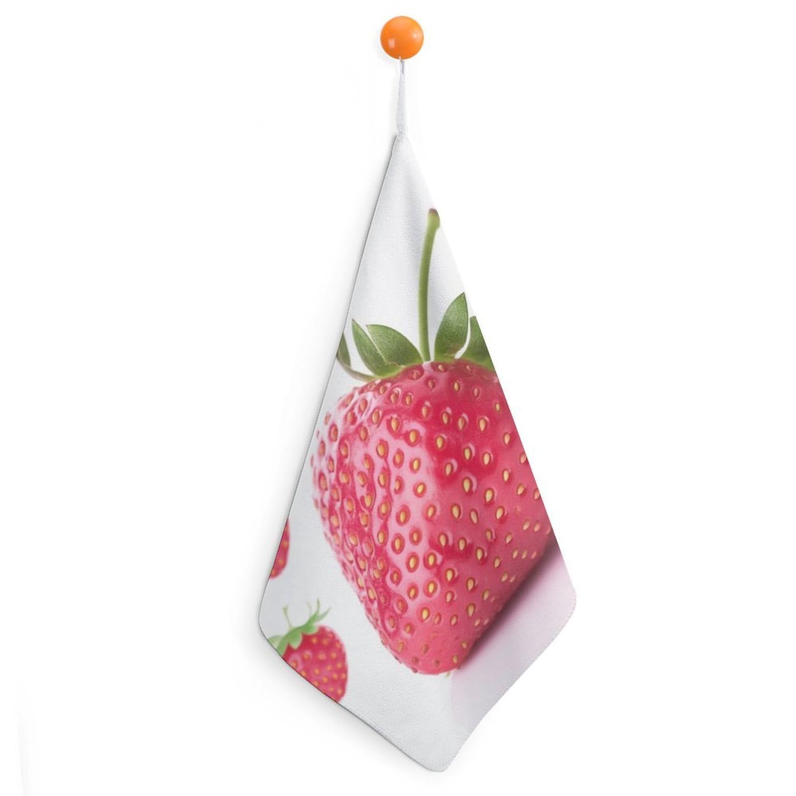 QMNLKH Strawberry Hand Towels for Kitchen, Quick Dry Hanging Hand Towels with Loops, Absorbent Hand Towel for Bathroom, Square Soft Microfiber Towels for Gym, 11.8inch 1PCS