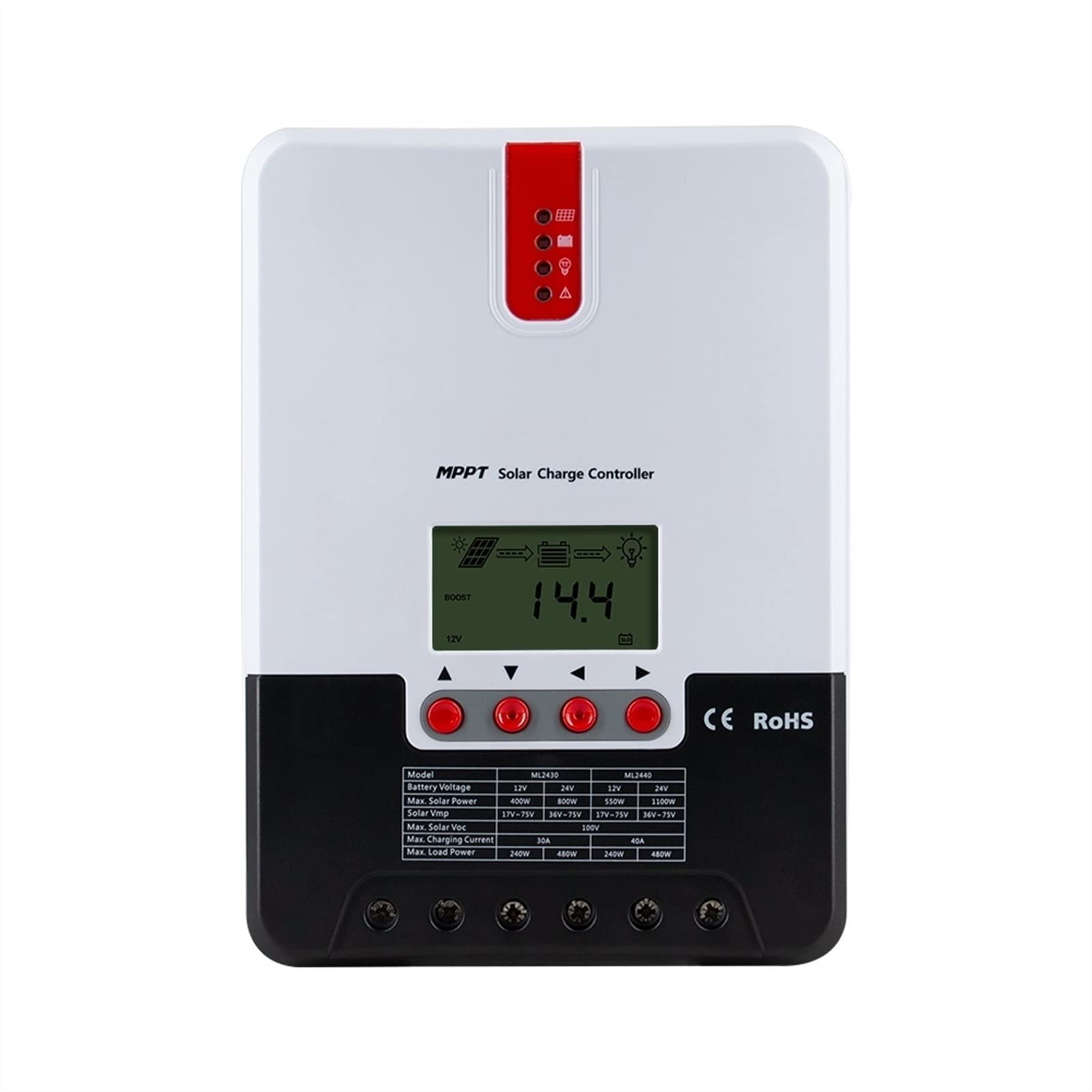 Solar Inverter, 20A MPPT Solar Charge Controller Automotive Acid Gel Lithium Battery Maximum 100V Photovoltaic Regulator12V/24V
