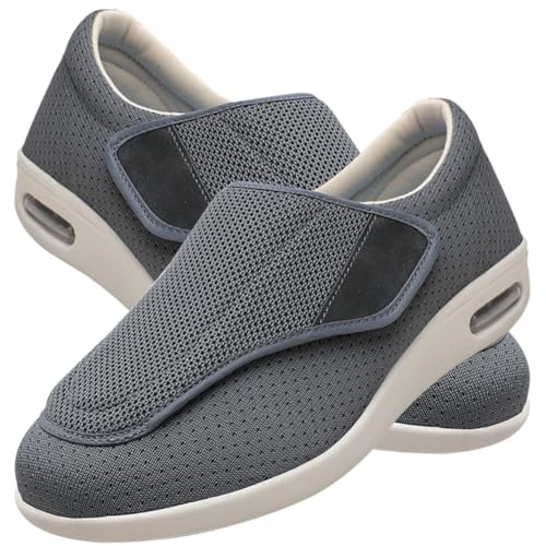Möge Zapatos sin Cordones Zapatos Ortopédicos Zapatillas Diabéticos para Hombre Zapatos de Hombre con Empeine Alto Pies Hinchados Sandalias para Hombre(Gray,40 EU)