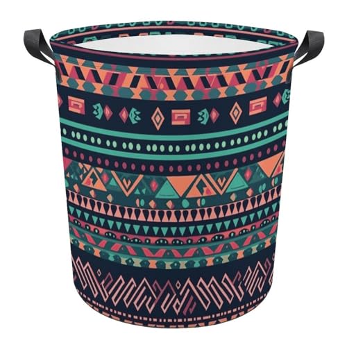 Panier à linge pliable imperméable 44cm à motif aztèque coloré