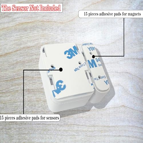 Image of Adhesive Replacement Tape Compatible with SimpliSafe Entry Sensor,Pack of 15 Sensor Pads & 15 Magnet Pads,Pre-Cut,No Cutting Needed Double-Sided Tape
