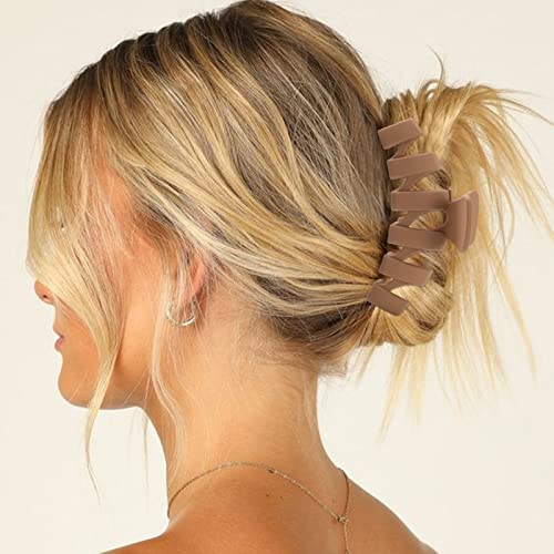 6 Pack Hair Clips, Strong Hold Matte Hair Clips, Large Claw Clips For Thick Hair, Extra Hair Claw Clips For Women Men, Nuetral Hair Clips, Non- Slip Cute Hair Clips, Modern Hair Accessories For All Hairstyles, Brown Colors #TOP4