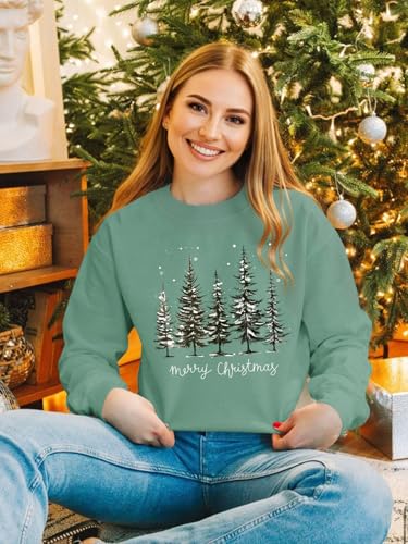 Christmas Sweatshirts for Women Funny Christmas Tree Xmas Cute Graphic Long Sleeve Shirt