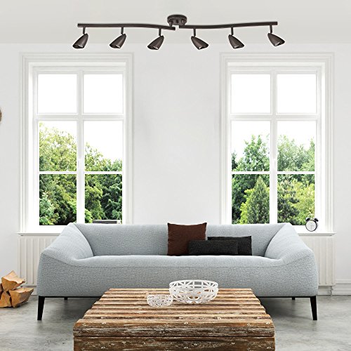 Globe Electric 59376 6-Light Adjustable S-Shape Track Lighting, Bronze Color, Oil Rubbed Finish, Bulbs Included, Track Ceiling Light, Ceiling Light Fixture, Home Improvement, Kitchen, Home Décor #TOP6