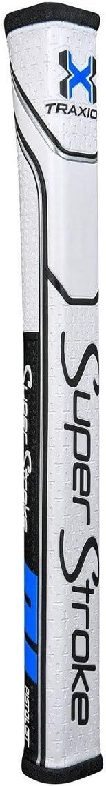 SuperStroke Traxion Pistol GT 1.0 Putter Grip | Improves Feedback and Tack, Enhances Feel and Comfort, No-Taper Technology, 10.50” in Length, Weighs 83g| White/Grey/Red (71200)