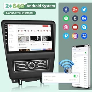 [2G+64G] Car Radio for Ford Mustang 2010 2011 2012 2013 2014, 10 inch Touch Screen Android Mustang Stereo, EQ Audio/Carplay/Android Auto/SWC +AHD Backup Camera