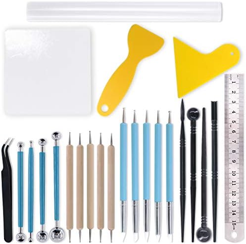 Swpeet 19Pcs Modeling Clay Sculpting Tools Kits, Ball Stylus Tool, Pottery Tools, Plastic Clay Tools, Sculpting Kit for Making Modeling Clay Cake Fondant Decoration, Clay, Ceramics