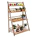 MUGIAZII Plant Flower Stand Plant Display Shelf Rack Shelf Bamboo Foldable Pot Racks Planter Storage Rack Display Shelving Unit