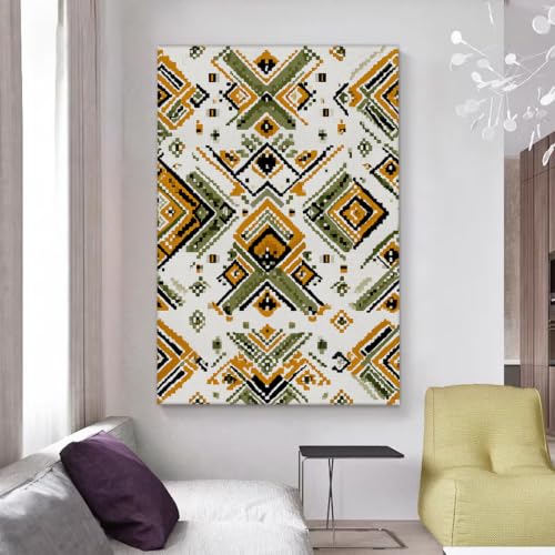 Impression sur toile de qualité supérieure tableau abstrait vert et orange 50x70cm - 6