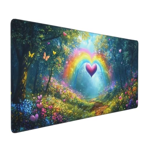Podkładka pod mysz XXL 900x400x3mm podkładka pod mysz serce podkładka pod mysz kolor poprawia precyzję i szybkość, antypoślizgowe wodoodporne, szyte krawędzie, akcesoria do gier, komputer biurowy