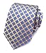 Secdtie Men's Classic Checks Light Blue White Jacquard Woven Silk Tie Necktie (One Size, Blue&Light Yellow)