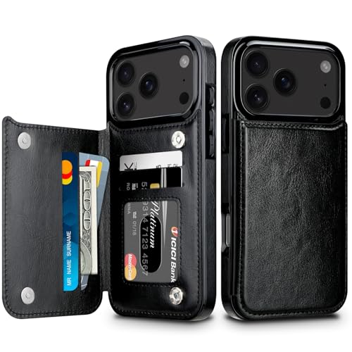 Coolden for iPhone 17 Pro Max Case Wallet with Card Holder Shockproof Flip Folio Soft PU Leather Magnetic Closure Heavy Duty Durable Protective Cases Cover for iPhone 17 Pro Max Phone Case (Black)