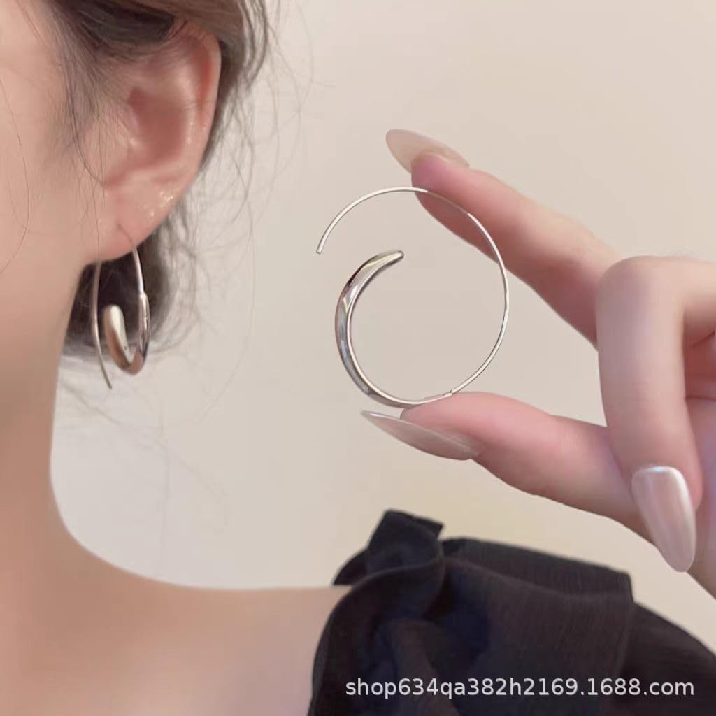 ONLYJUMP Gold Hoop Earrings 14k Gold Plated Hoop Earrings for Women Large round Pull Through Hoop Earrings High Polished Statement Jewelry Gift - Image 8