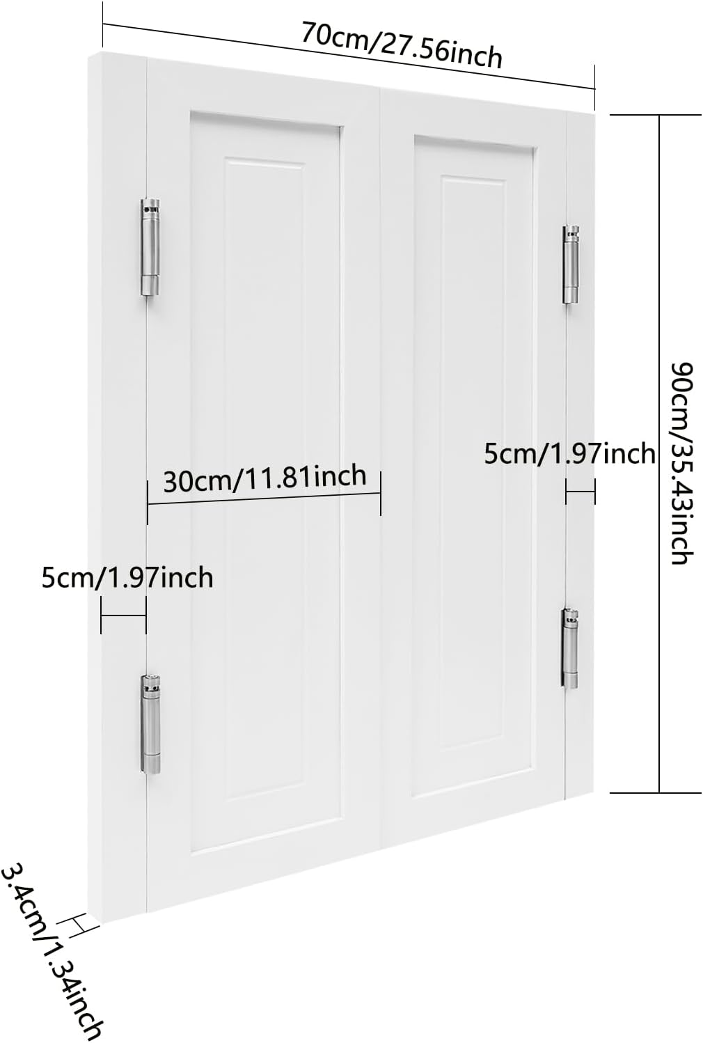 36" Tall Wood Saloon Cafe Door, Double Swinging Interior with Hinges, 4/3" Thick Primed for 28" Openings, Perfect for Kitchen, Bar, Restaurant and Home - White