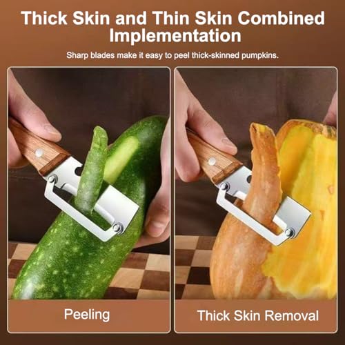 Stainless Steel Vegetable Peeler with Wooden Handle Ergonomic Potato Peeler & Fruit Slicer Sharp Blade for Carrot Apple Kiwi Easy Grip Kitchen Tool (2PCS) - Image 6