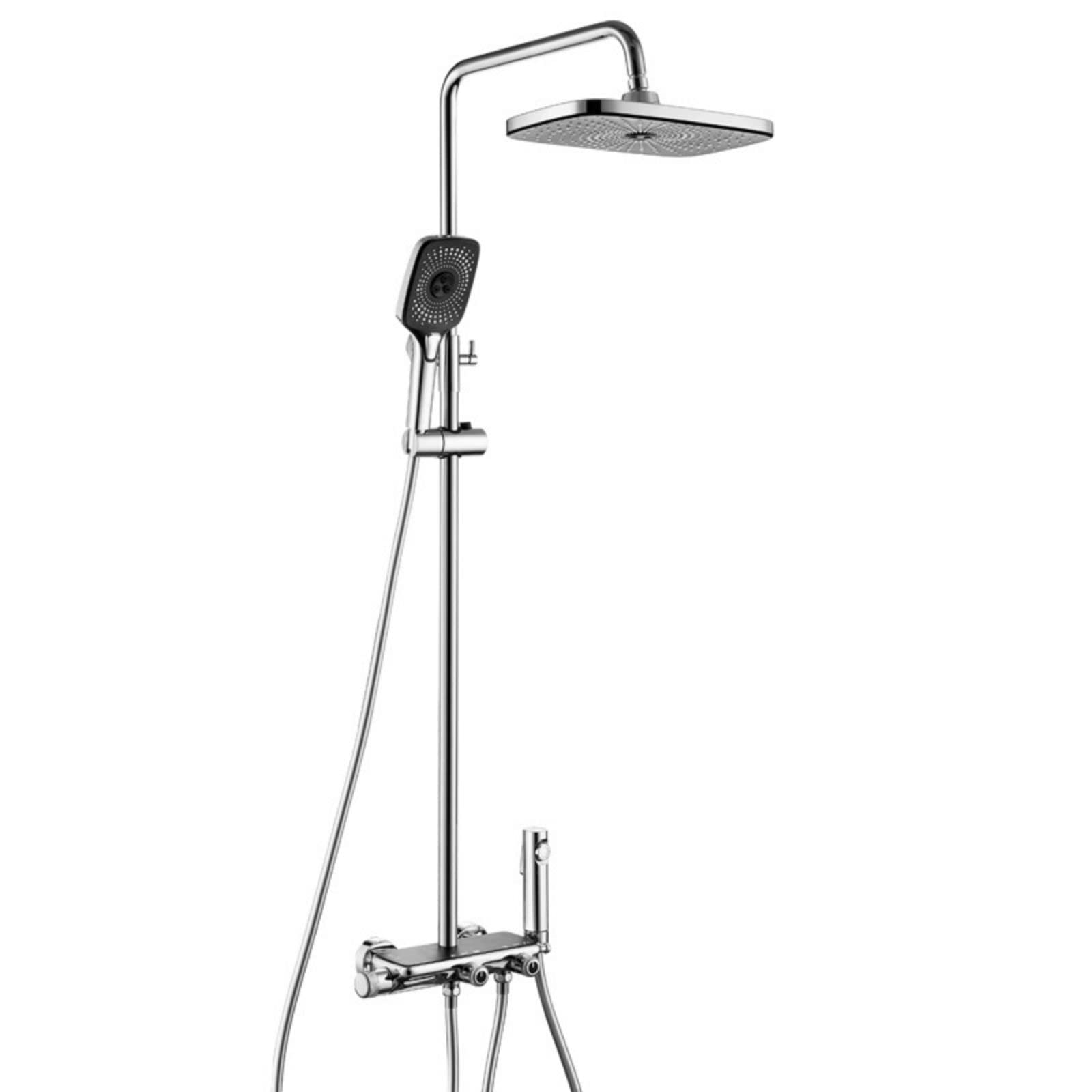 Duschsystem, Duscharmatur -Set -Wand -Rain -Dusch -Dusch -Kombinationshöhe Verstellbares Duschset mit 12 Zoll Niederschlagsreduschkopf, Badewanne Ausstrich, Handheld -Sprühgerät, Bidet Spray, Grau