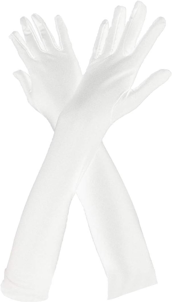 Long Opera Party 20s Satin Gloves Stretchy Adult Size Elbow Length Wedding