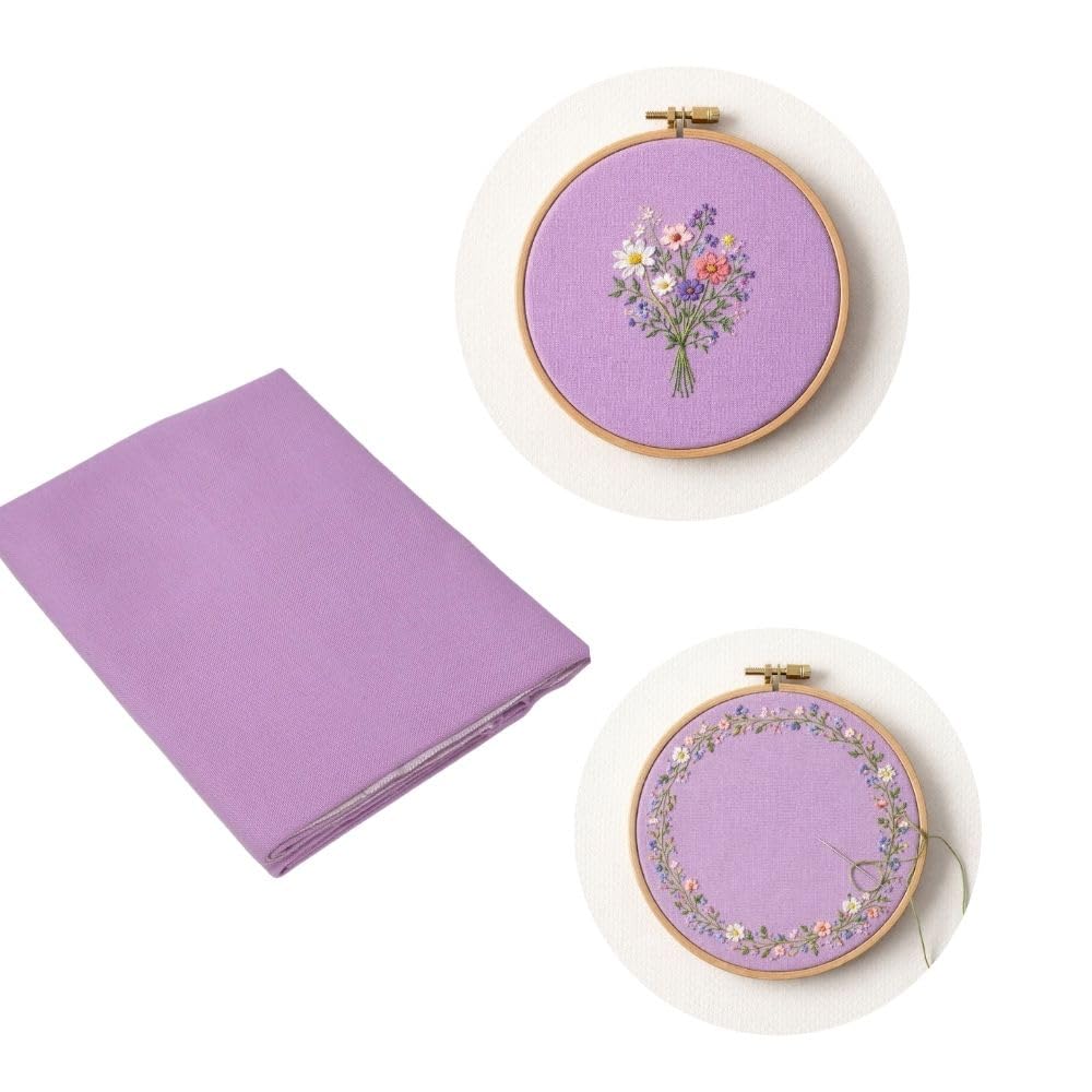 Zuchi Premium Casement Embroidery Fabric Lavender Half Meter (50x147 cm) | Medium Weight Fabric for Hand Embroidery, Needlework, Pouch, Cushion Cover DIY Crafts, Smooth Weave for Clean Stitches-image-35