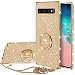 Produktbild OCYCLONE Samsung Galaxy S10 Plus Hülle, Glitzer Diamant Handyhülle mit Trageband und Handy Ring Ständer Schutzhülle für Galaxy S10 Plus Handy Hülle für Mädchen Frauen, 6.4 Zoll - Gold