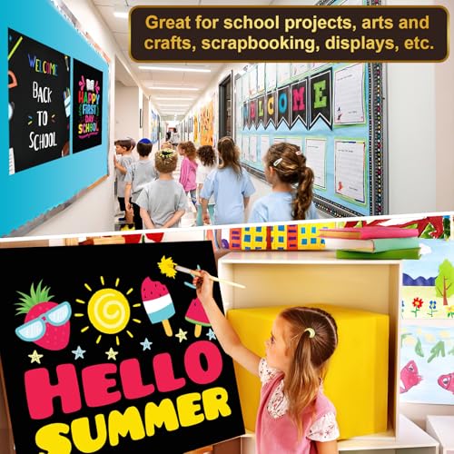 Image of 25 Pcs Black Poster Board 22 inch x 28 inch Paper Bulk, ROOKEA 250 GSM Vision Poster Boards for School Arts Craft Projects Presentations Drawing Scrapbooking Blank Graphic Display