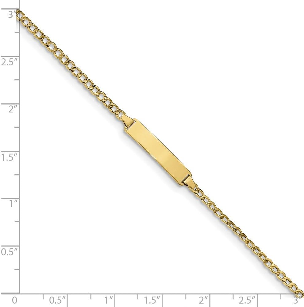 Sonia Jewels 10k Yellow Gold Curb Cuban Link ID Bracelet Engravable Identification Name Bar Tag - with Secure Lobster Lock Clasp 5.5" (Width = 4mm)