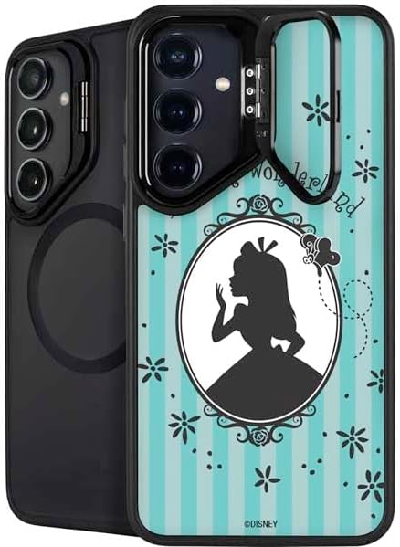 Skinit Kickstand Phone Case Compatible with Galaxy S24 Plus - Officially Licensed Disney Alice in Wonderland (Animated) Silhouette in The Mirror Design