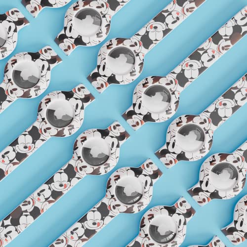 Image of Disney Wristband for Apple AirTag Universal Fit and Adjustable Soft Durable Silicone AirTag Watch Band, Protect Tracker Secure Grip Lightweight (Mickey Faces Black /White)