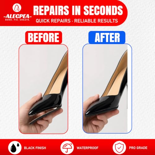 Image of ALECPEA Black Shoe Glue for Sole Repair, Thin Adhesive, 30g with 3 Tips | Fast-Setting Flexible Waterproof Black Shoe Repair Glue For Sneakers, Boots, Leather, Rubber, EVA, Mesh, PU And PVC