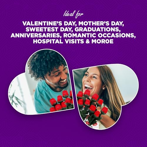 Madelaine Red Chocolate Roses - Mothers Day Gift for Mom, Grandma, Wife, Girlfriend, Daughter - Individually Wrapped Chocolate Flowers - Romantic Candy Bouquet for Women & Loved Ones - 6 Pack