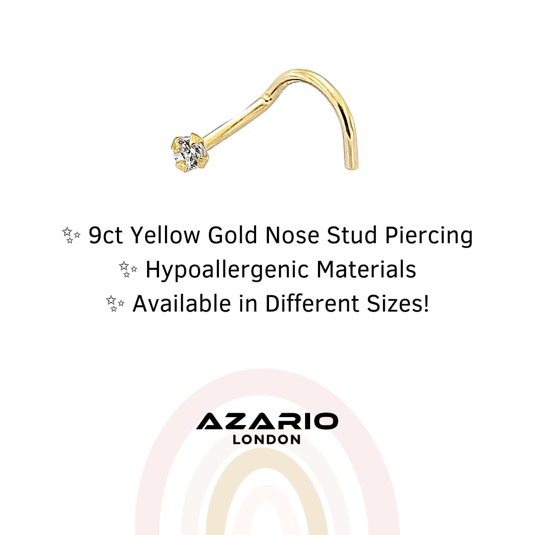 9K giallo oro Prong Set pietra CZ rotonda 20 Gauge naso vite narice Piercing