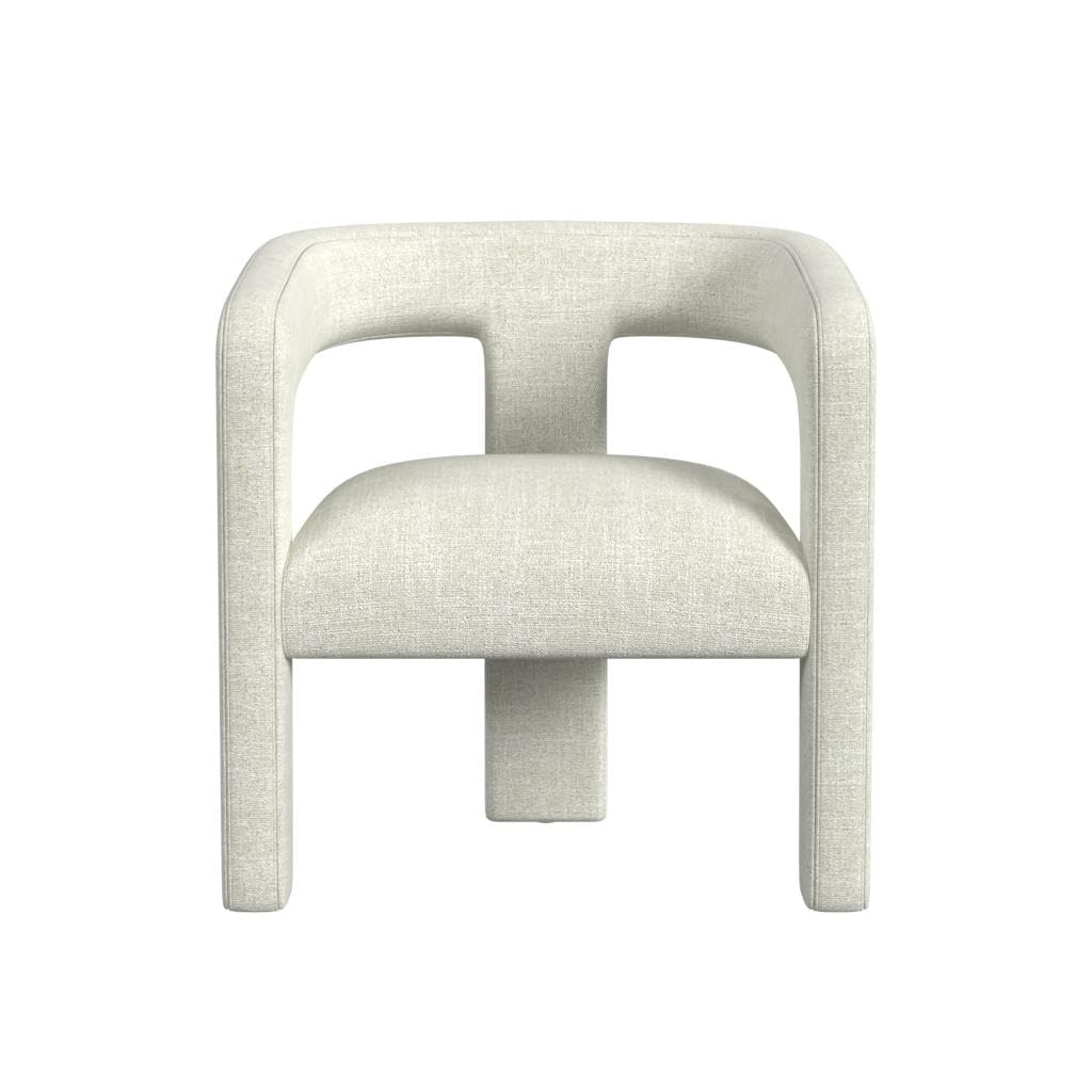 SIMILAR TO..HomePop Home Decor | Upholstered Barrel Accent Chair | Accent Chairs for Living Room & Bedroom | Decorative Home Furniture - Textured Light Gray Woven